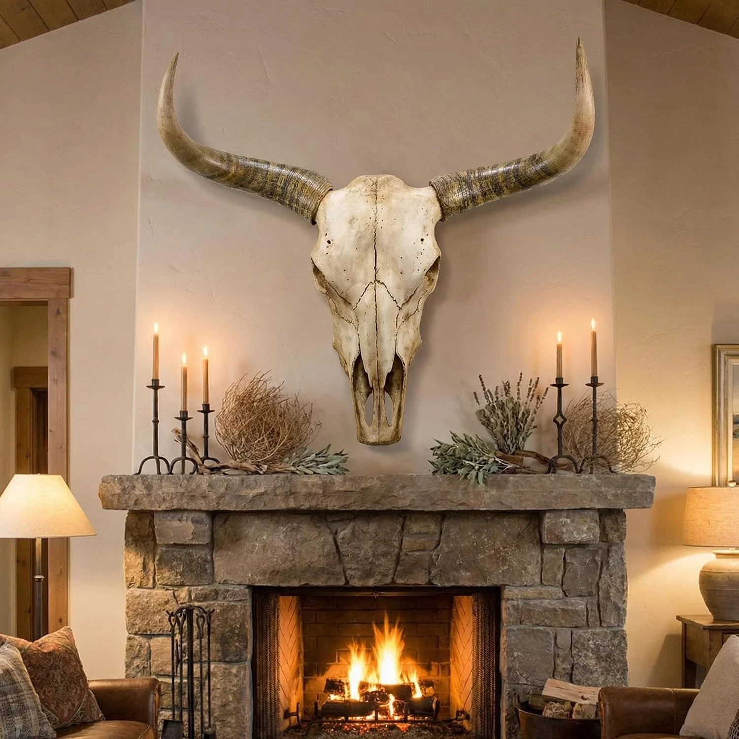 70In Longhorn Wall Decor, Extra Large Authentic Croissant，Cow Skull Wall Decor，C