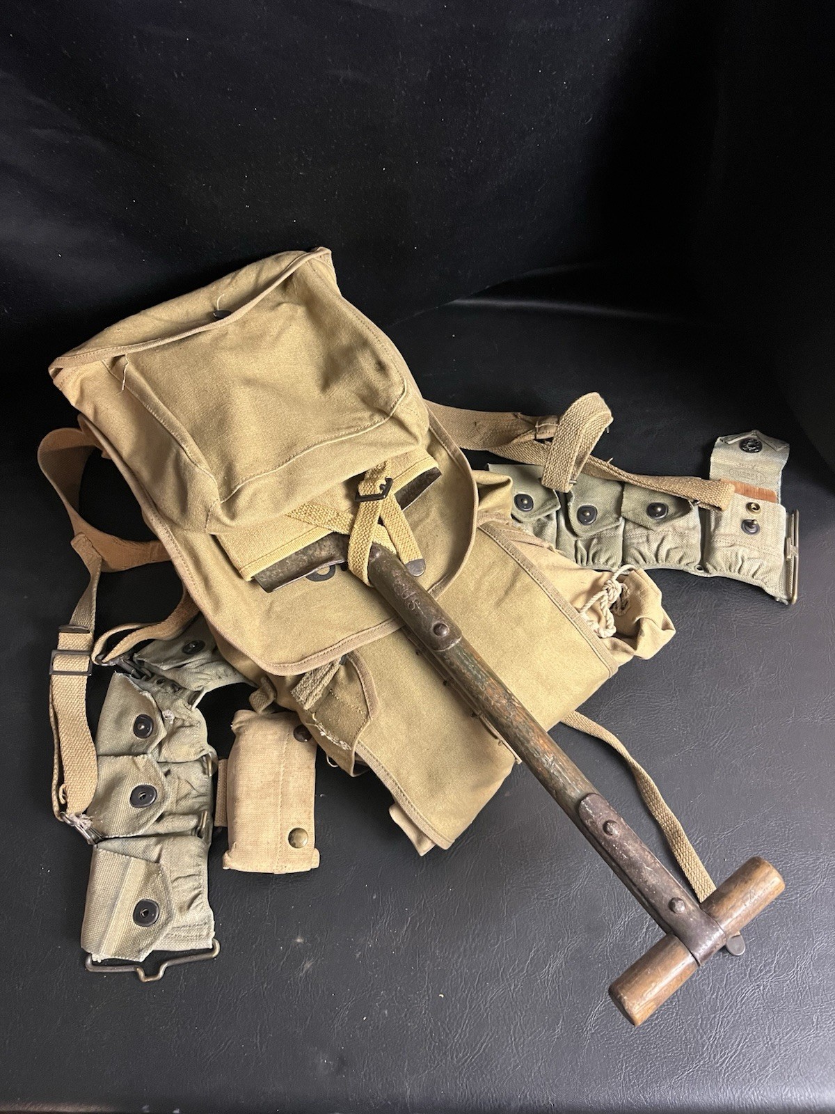 Doughboy Lot VTG WWI US ARMY M1910 HAVERSACK BACKPACK-1918 ENTRENCHING SHOVEL