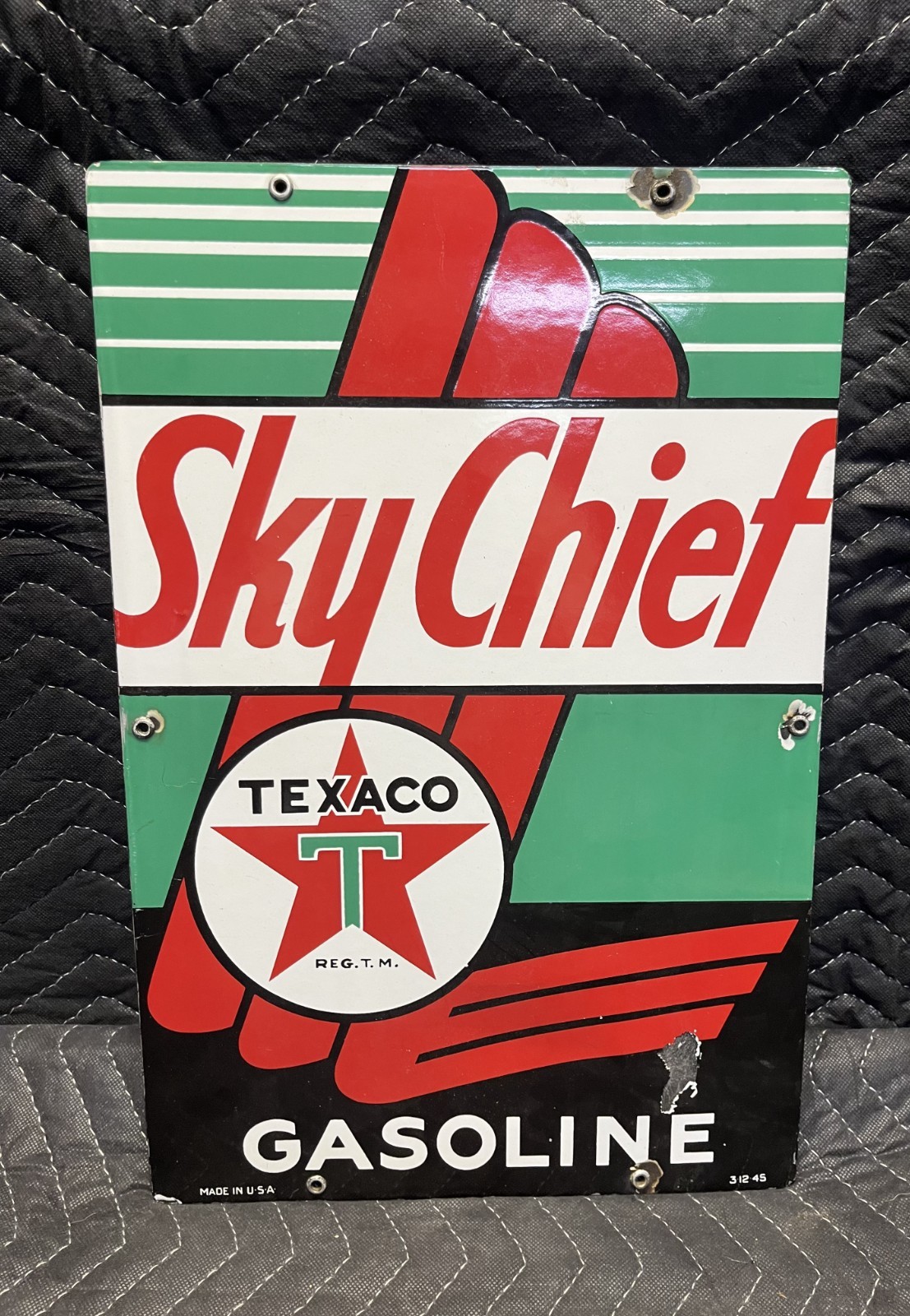Vintage 1945 Texaco Sky Chief Gas Metal Sign (12 x 18) 