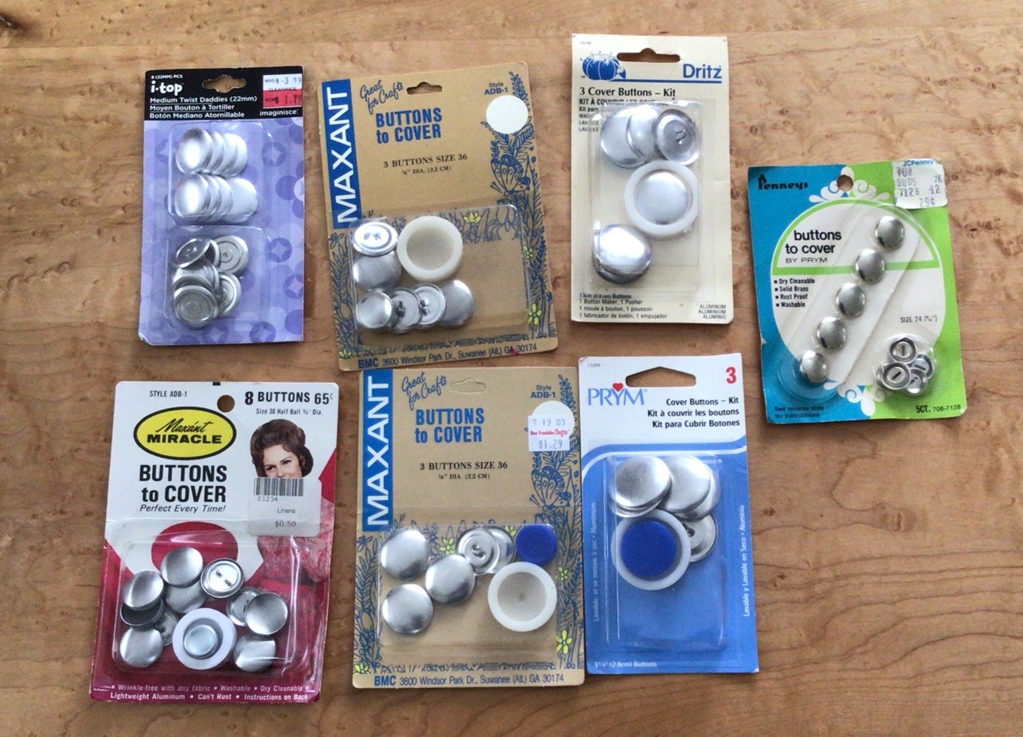 Vintage Lot Dritz Penney’s Prym Maxant Buttons To Cover 7 New Packages 