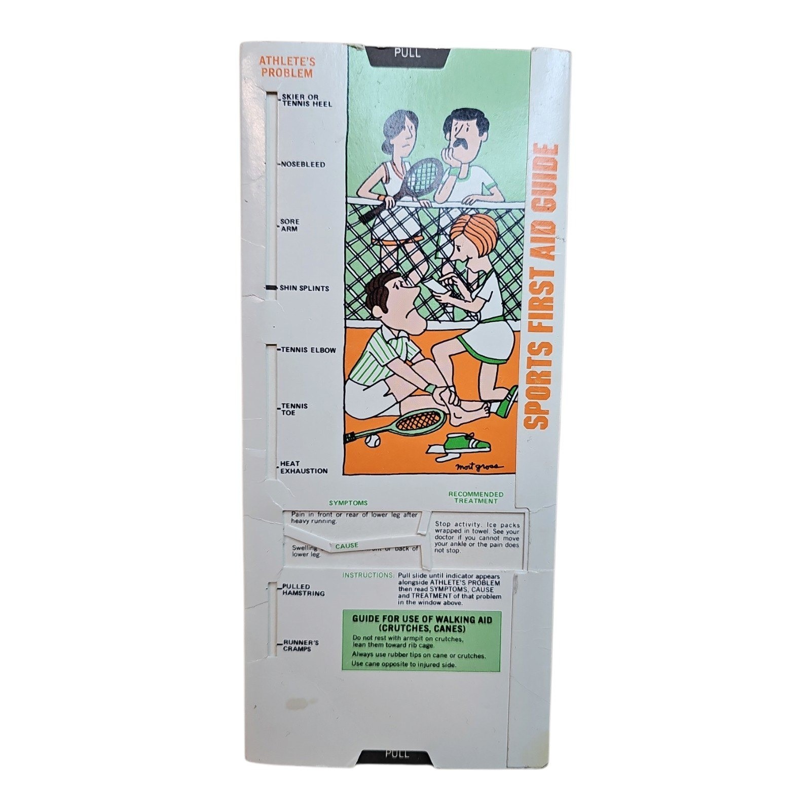Vintage Sports First Aid Guide Slide Chart Novelty Medical Paper Ephemera 1970s