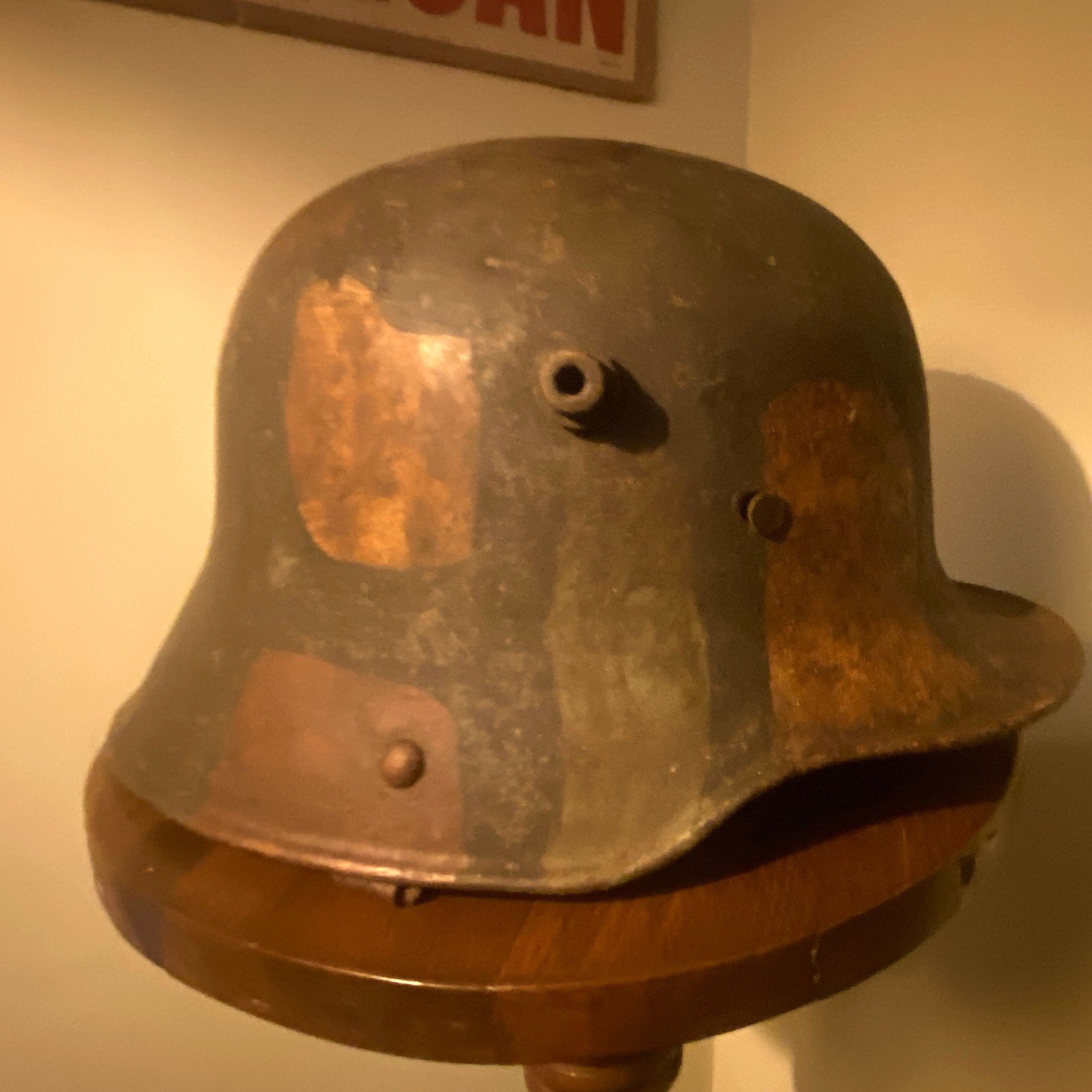 WWI WW1 RARE German Camouflage Helmet w/ ww1 era Shipping label