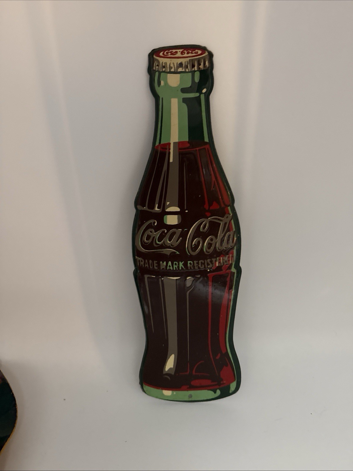 Vintage Dated 1947 Coca-Cola Original Die-cut Bottle Tin advertising sign - 17\