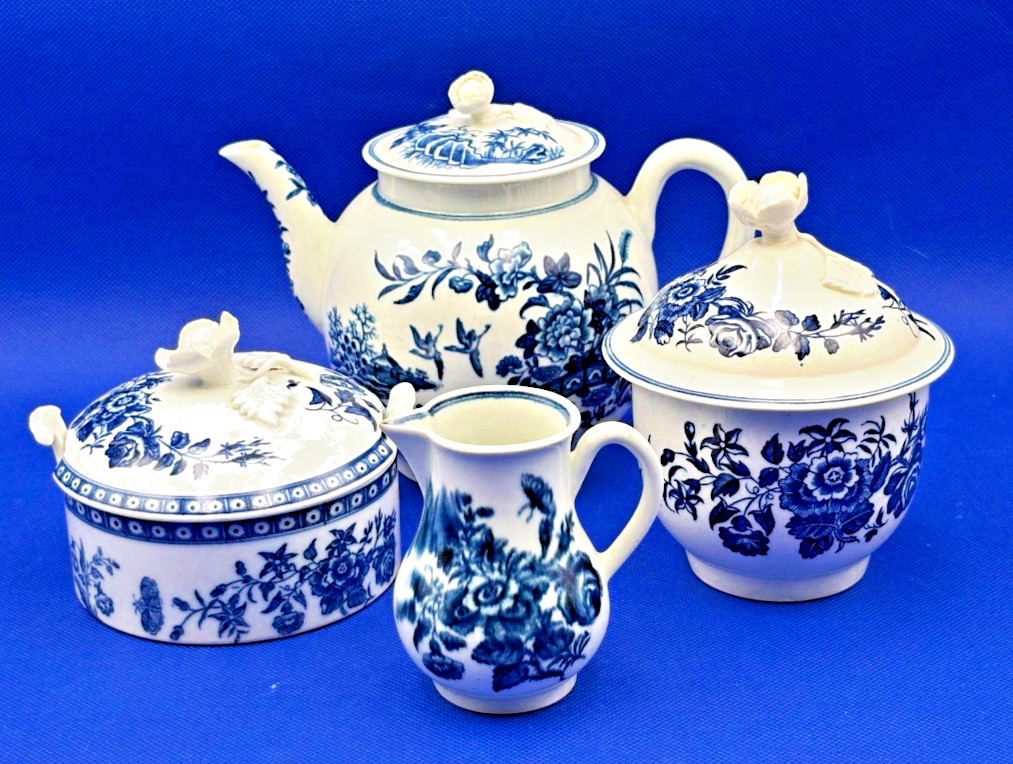 Rare 18th C. Dr Wall First Period Worcester Porcelain Tea & Tableware Set