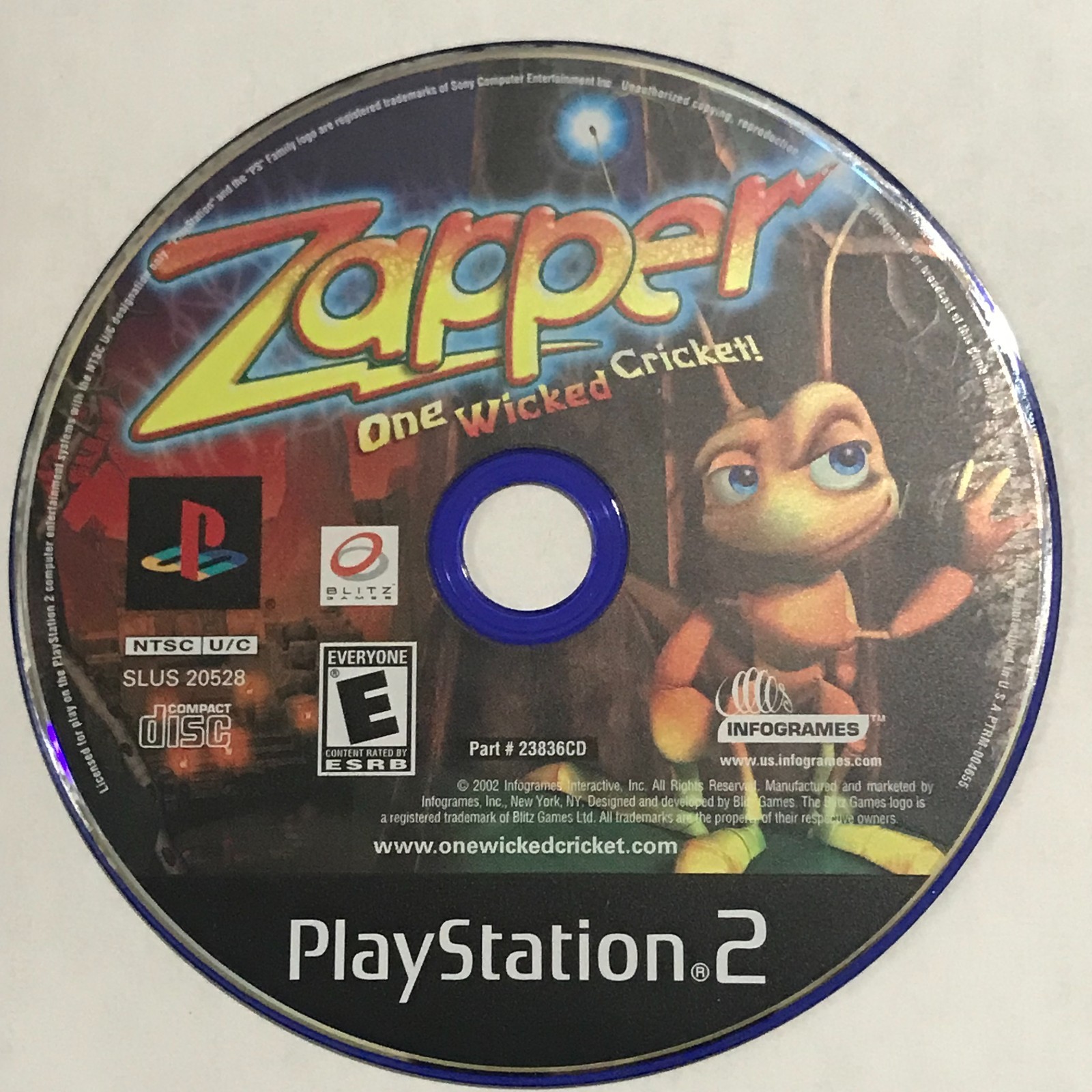 Zapper One Wicked Cricket (Sony PlayStation 2, 2002) PS2 Tested