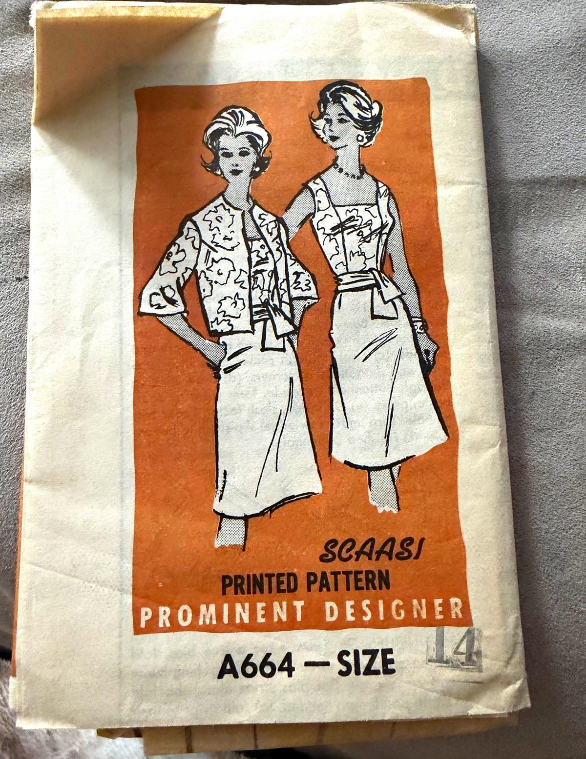 Vintage Scaasi Prominent Designer A664 Dress Jacket Pattern Size 14 Cut