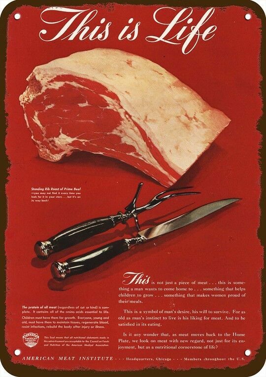 1946 AMERICAN MEAT INSTITUTE Vintage-Look-Edge DECORATIVE REPLICA METAL SIGN