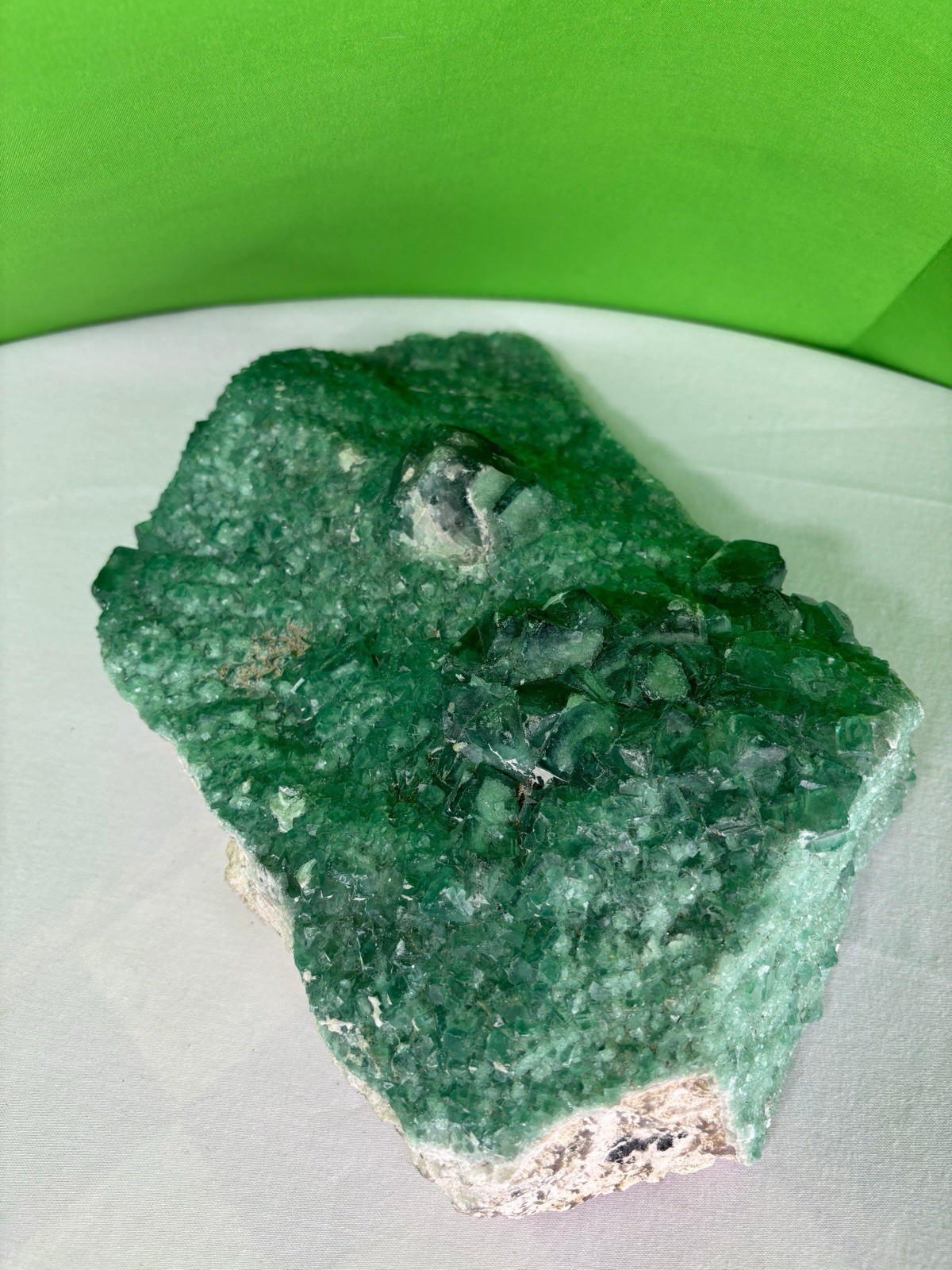 Large 9 lb. Natural Green Fluorite Crystal Cluster
