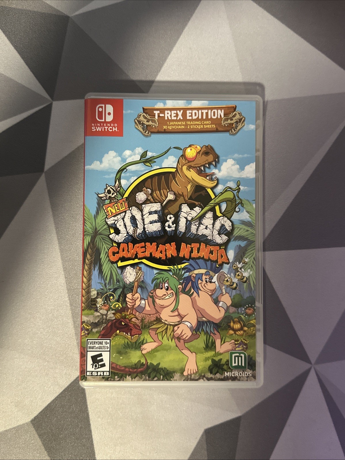 New Joe and Mac: Caveman Edition - T-Rex Edition - Switch CIB Keychain, Stickers