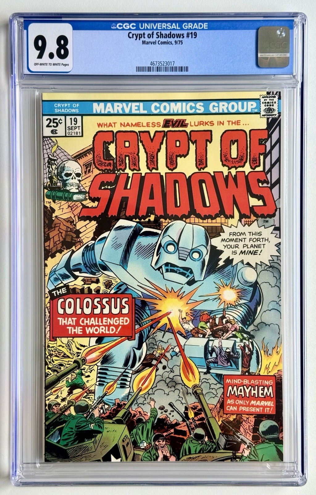 CRYPT OF SHADOWS 19 ◉ CGC 9.8 * MONSTER HORROR 1975 * 1 OF 4  👀