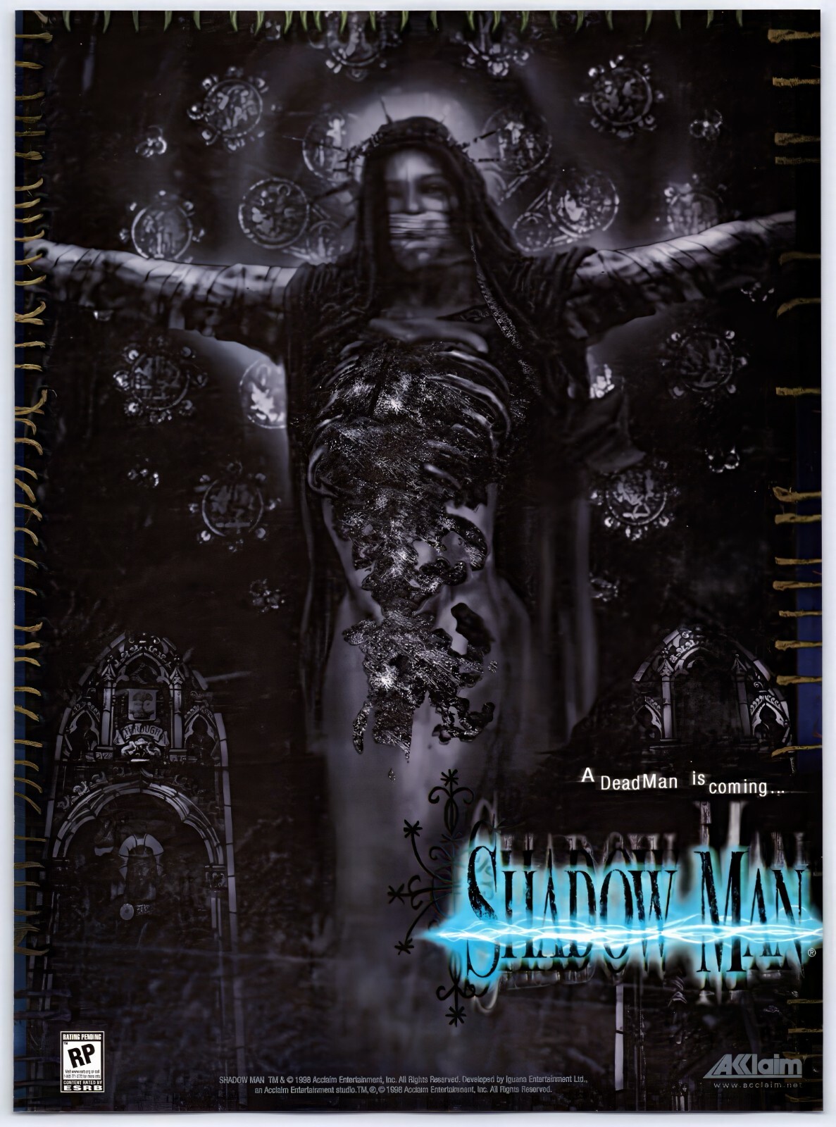 Vintage Print Ad 1999 Shadow Man PS1 N64 Game Original Acclaim Promo Poster Art