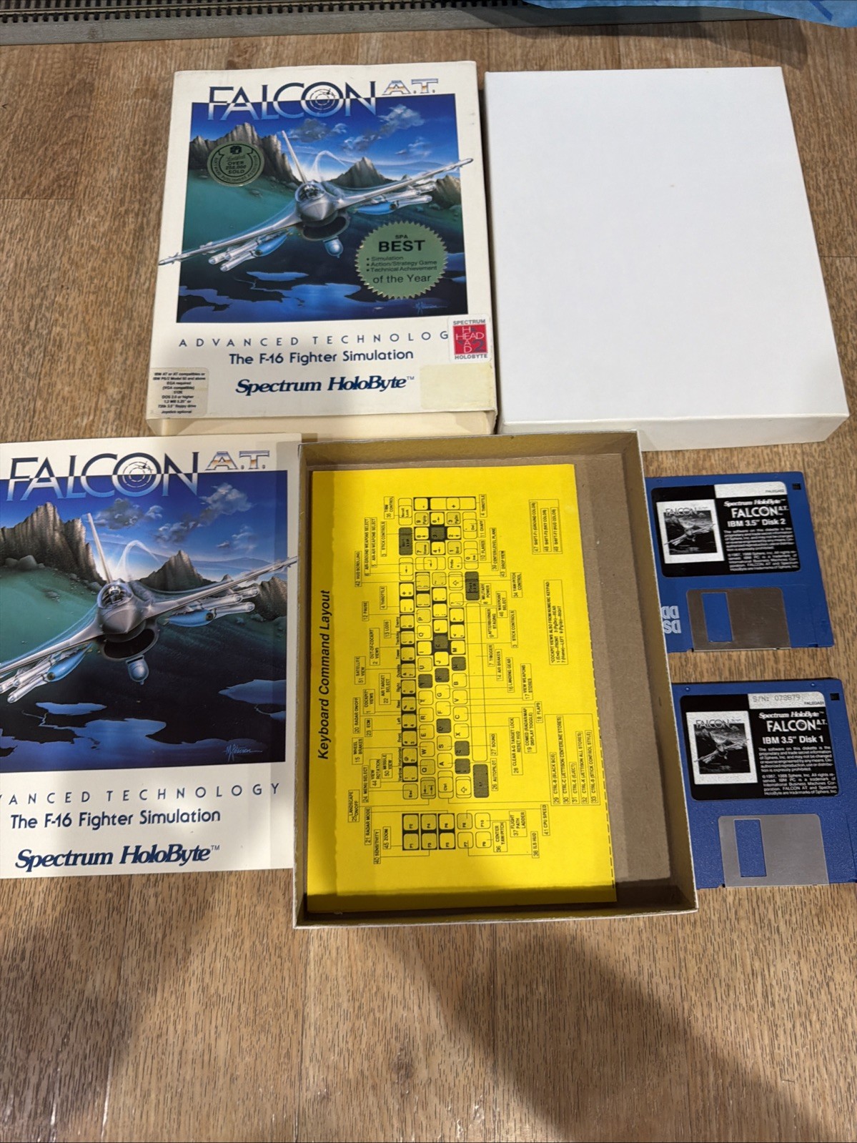 1988 Falcon A.T. F-16 Simulation PC Vintage Videogame Big Box Spectrum Holobyte