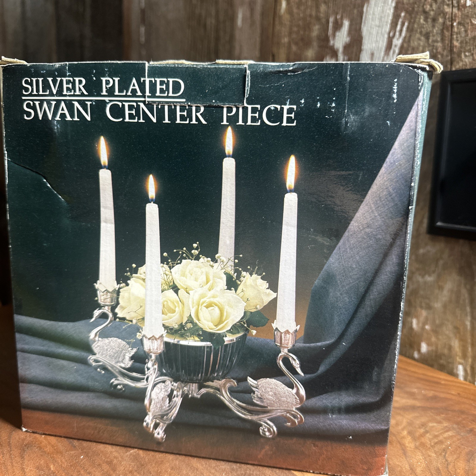 Rare Vintage 1987 Revere Silver Godinger  Silver Plated Swan Centerpiece Candle