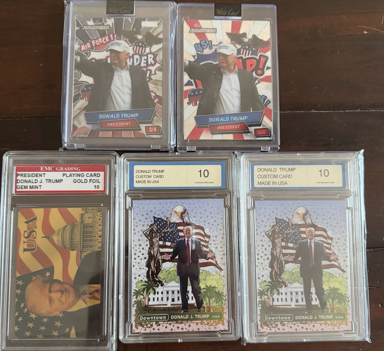 Donald Trump Comix Wild Cards 3/4 6/8 Gimmick Cards EMC Grading Gold Foil 10