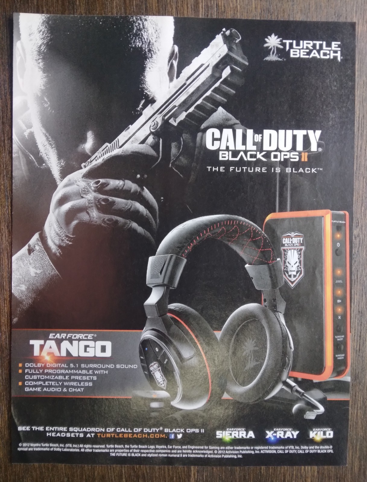 2012 Turtle Beach Call of Duty Black Ops 2 Headset Print Ad Video Game Promo Art