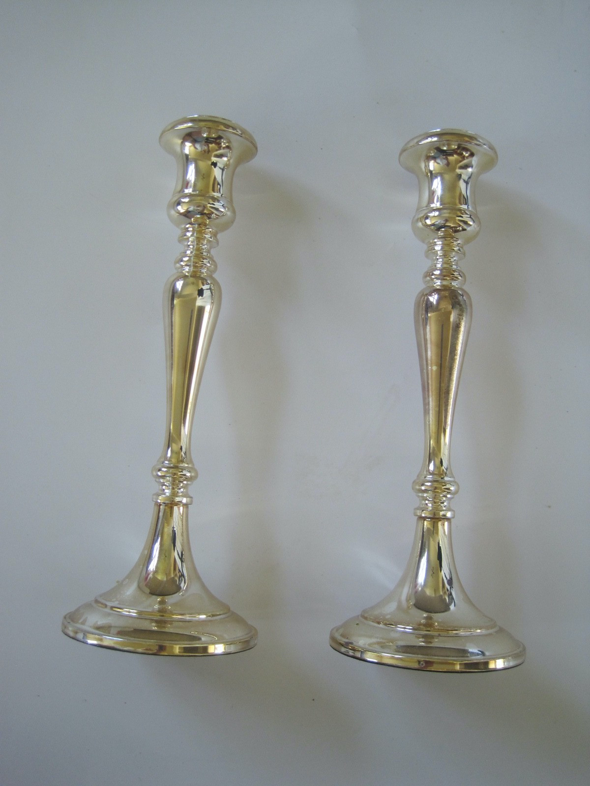 Italy Silver Tone Candlesticks Pair 9.5\