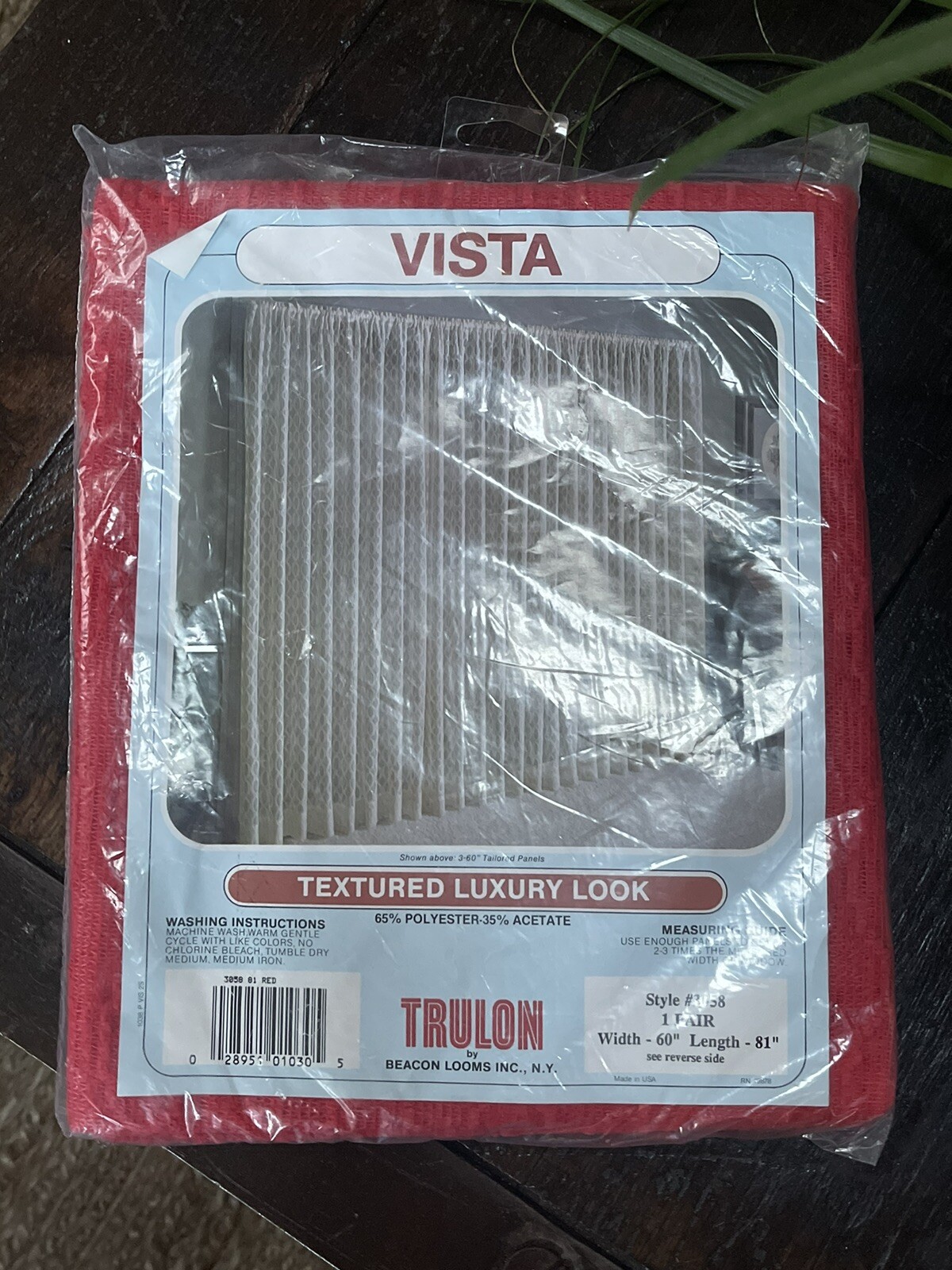 VTG Trulon Beacon Looms Vista Textured Polyester Sheer Curtain Panels 60”x81 Red