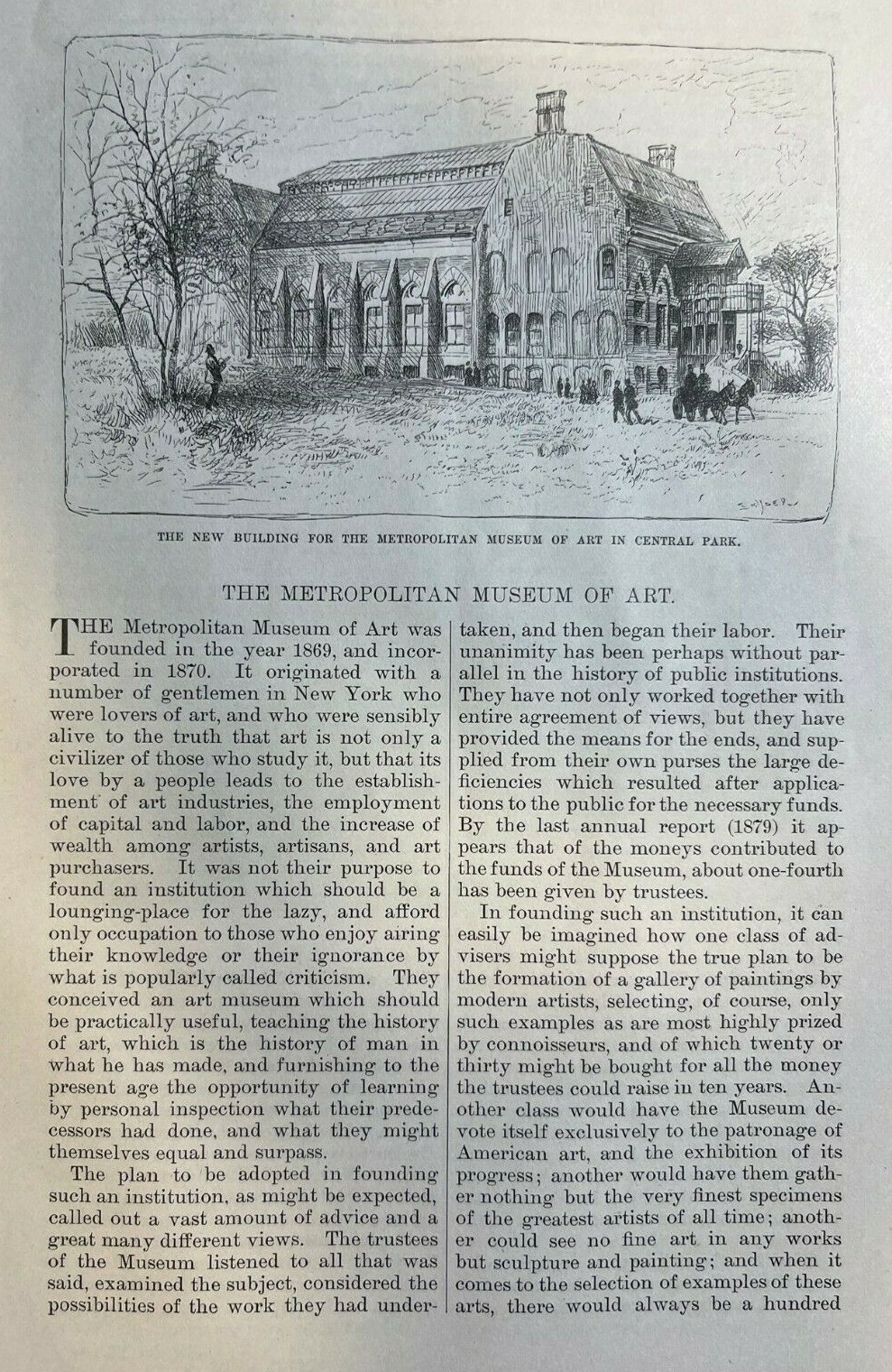 1880 Metropolitan Museum of Art New York illustrated
