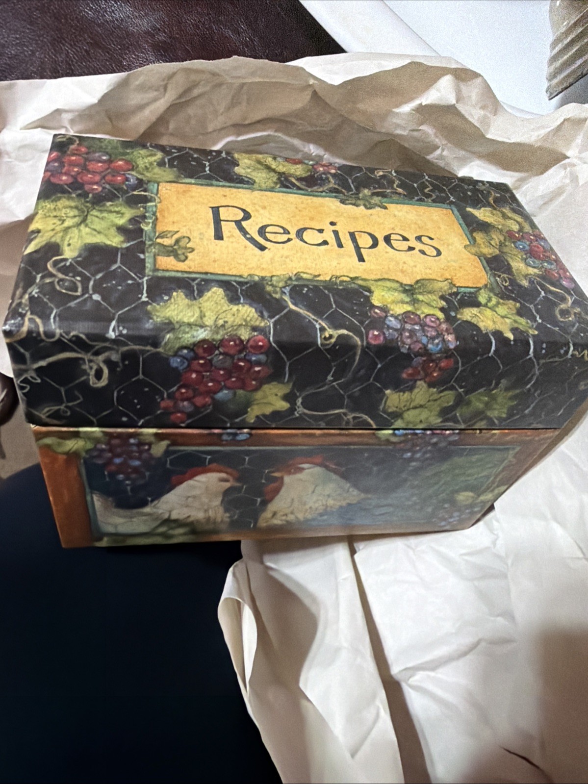 Market Rooster- 2004 Lang Recipe Card Box by Susan Winglet Full Of Recipes