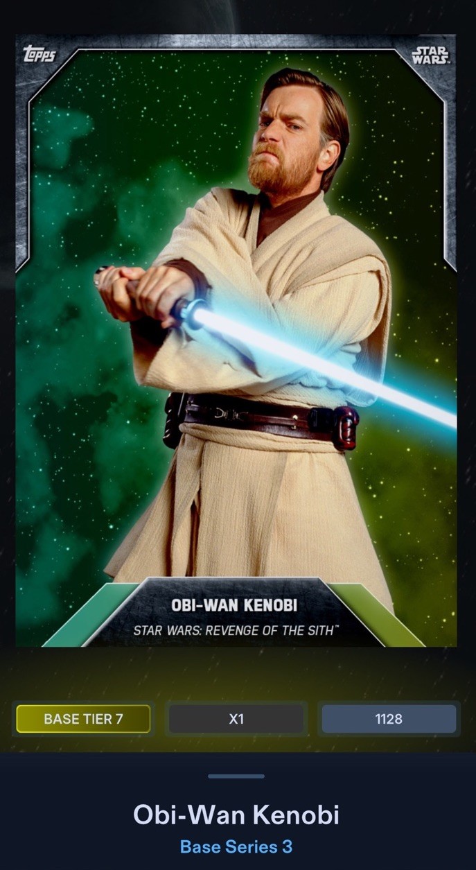 Star Wars Card Trader 2016 Tier 7 Green Gradient Obi-Wan Kenobi