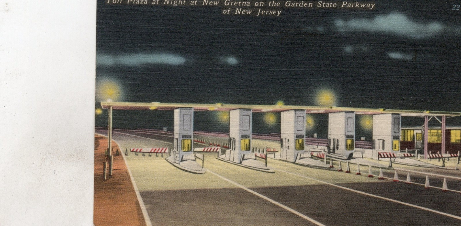 Vintage Postcard Toll Plaza At Night New Gretna On Garden State Parkway Of NJ