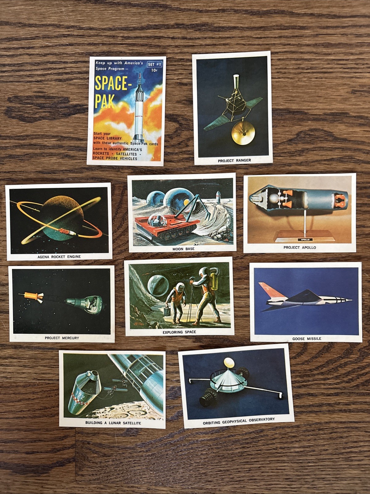 1962 Space-Pak 10 Card Set Space Library Complete  NASA The Space Race Vintage