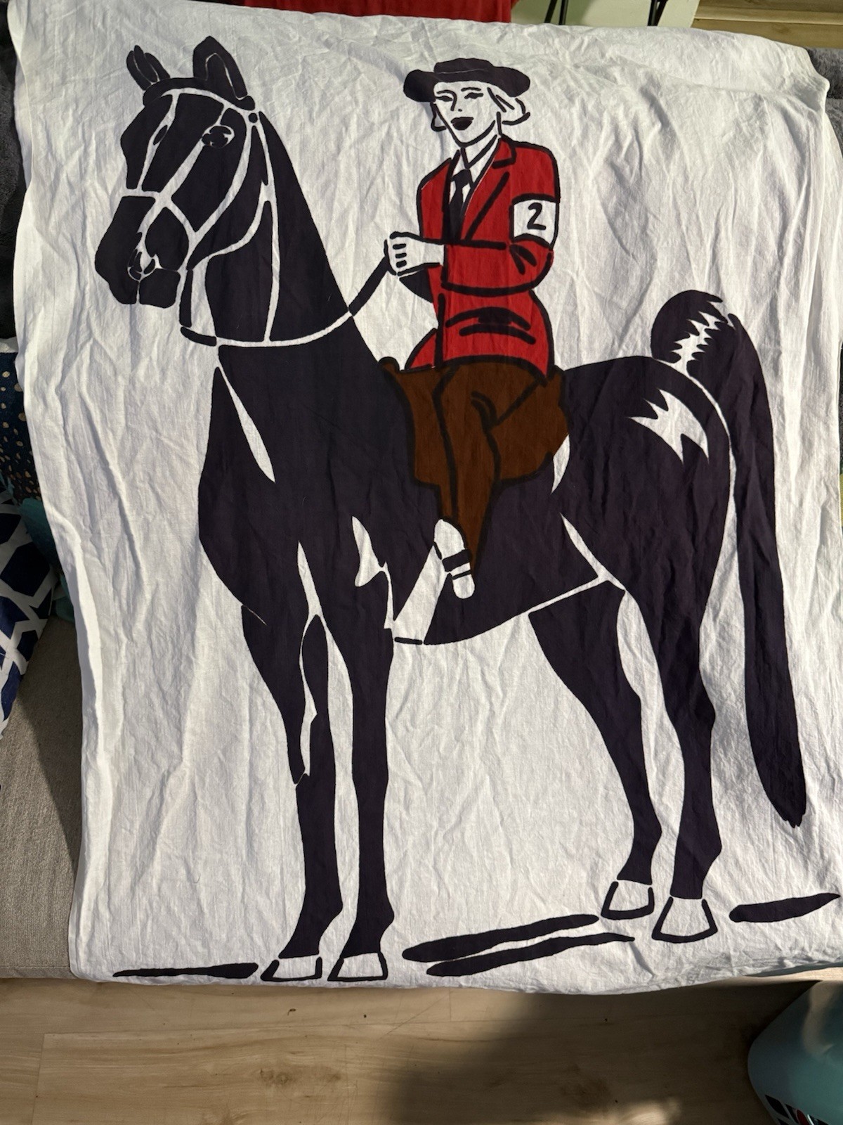 Vintage Paramount Flag Co Ajax Cotton Equestrian Fox Hunt Rider Banner Rare