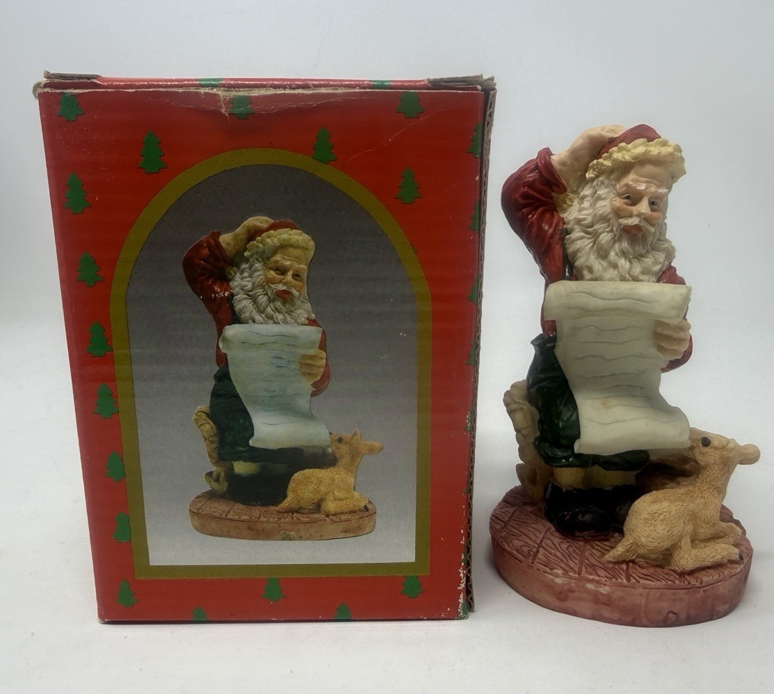 *VINTAGE* 1992 Brinn's,Hand Crafted Hand Painted Santa's Wish List Figurine