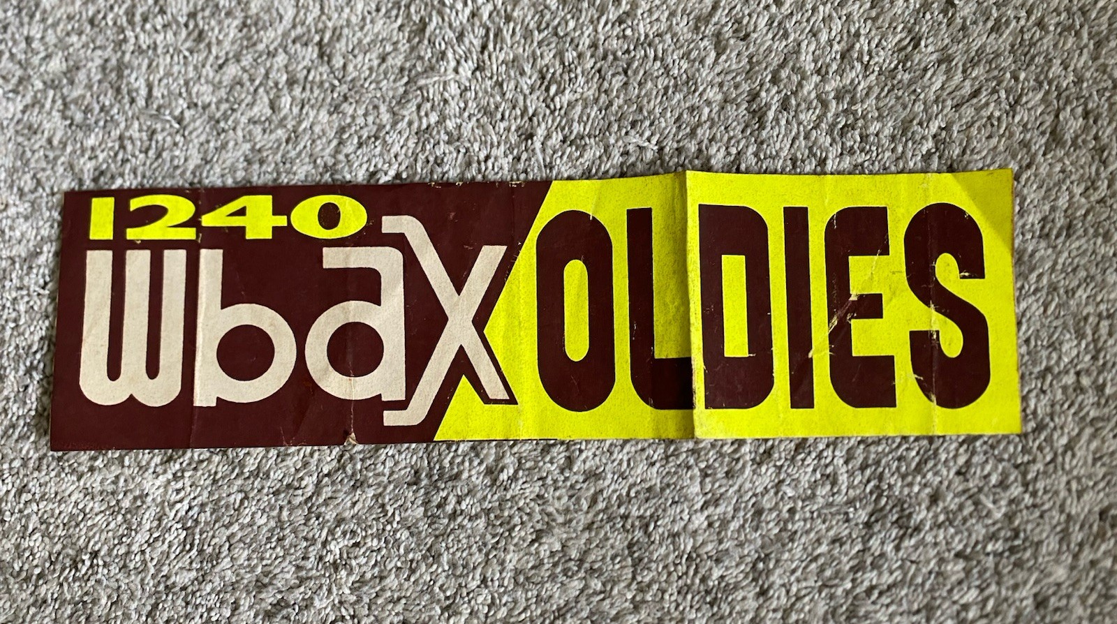 Vtg 1950\'S WBAX 1240 AM Radio station Bumper sticker Wilkes Barre PA Oldies Rare