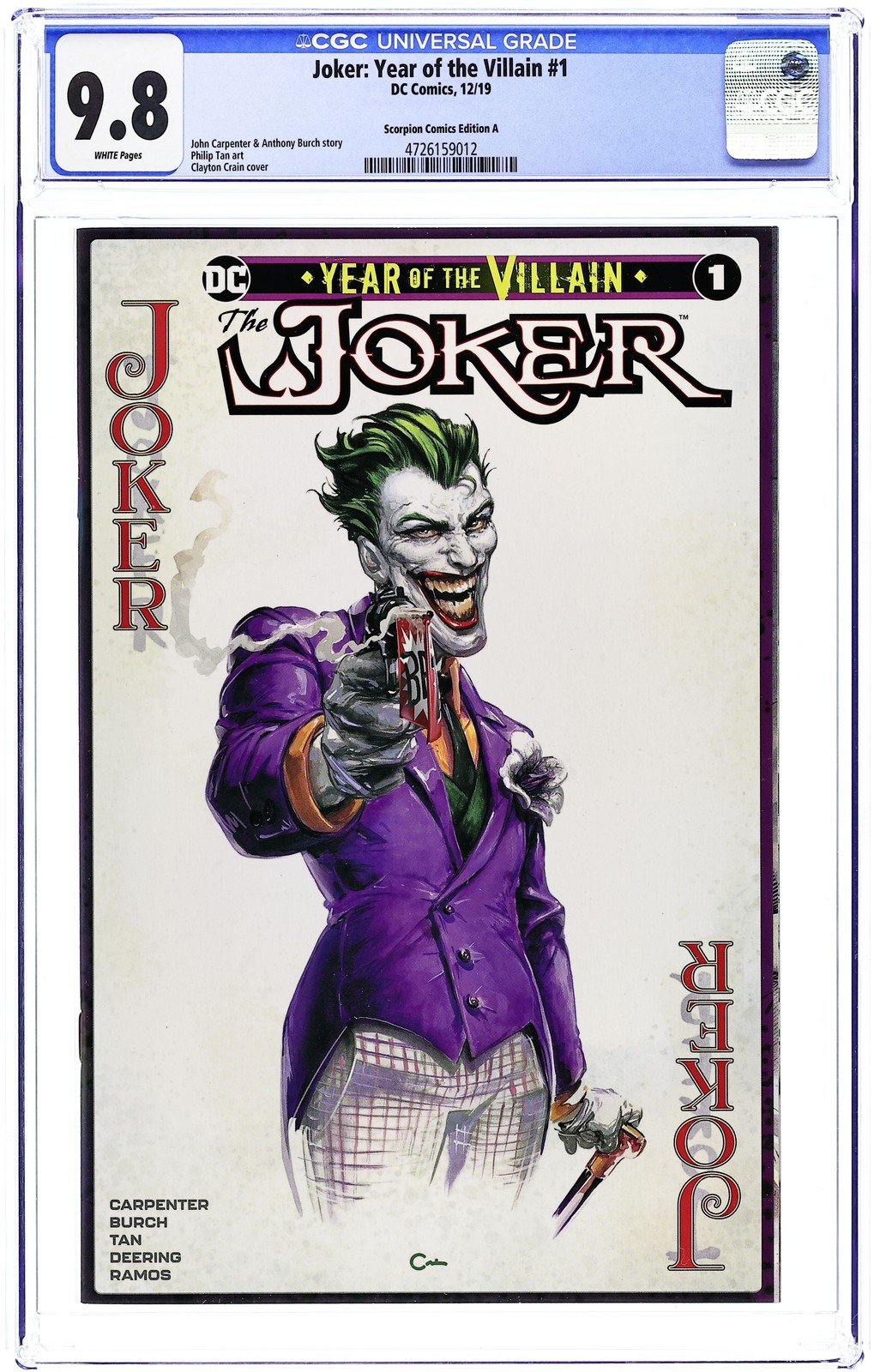 Joker Year of the Villain #1 Crain Scorpion Variant CGC 9.8 2019 4726159012