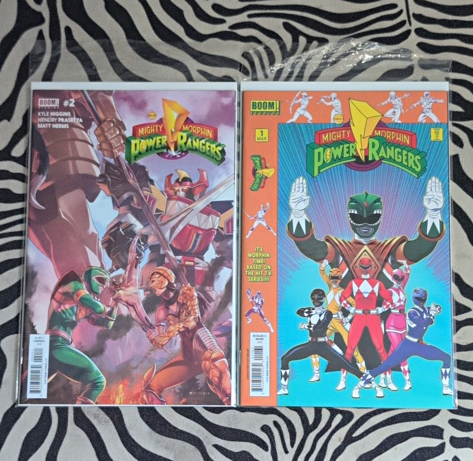 BOOM Mighty Morphin Power Rangers #1-2 Comic Lot Retailer Variant 2016 Higgins