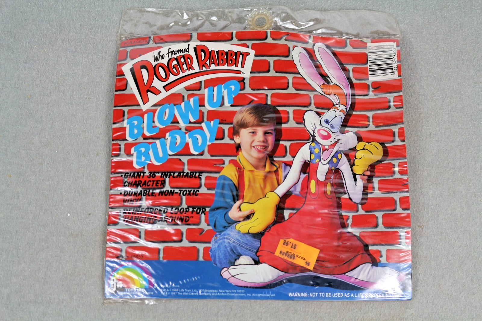 Vintage 1988 Disney Who Framed Roger Rabbit Blow Up Buddy LJN New in Package 