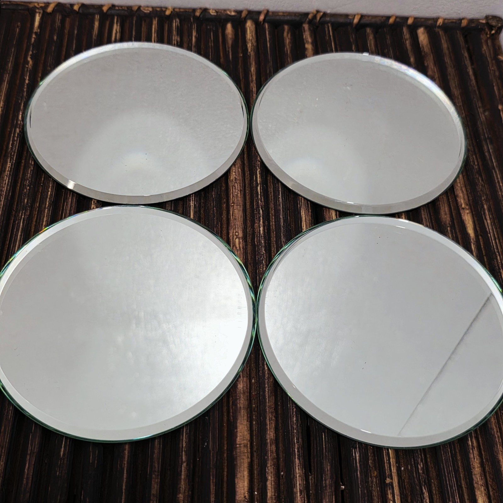 Lot 4 Mirror Display Bevel Base Stands Made In Germany  Bard's  Figurines Hummel