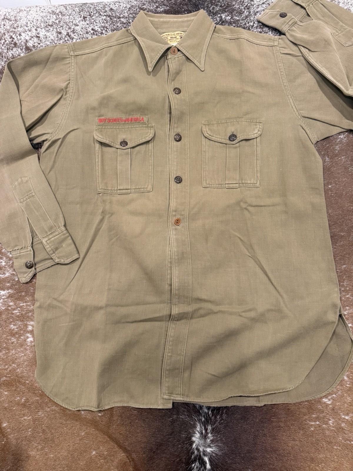 Vintage 1930s 40s BSA Boy Scouts Sweet-Orr Uniform Shirt Metal Buttons USA