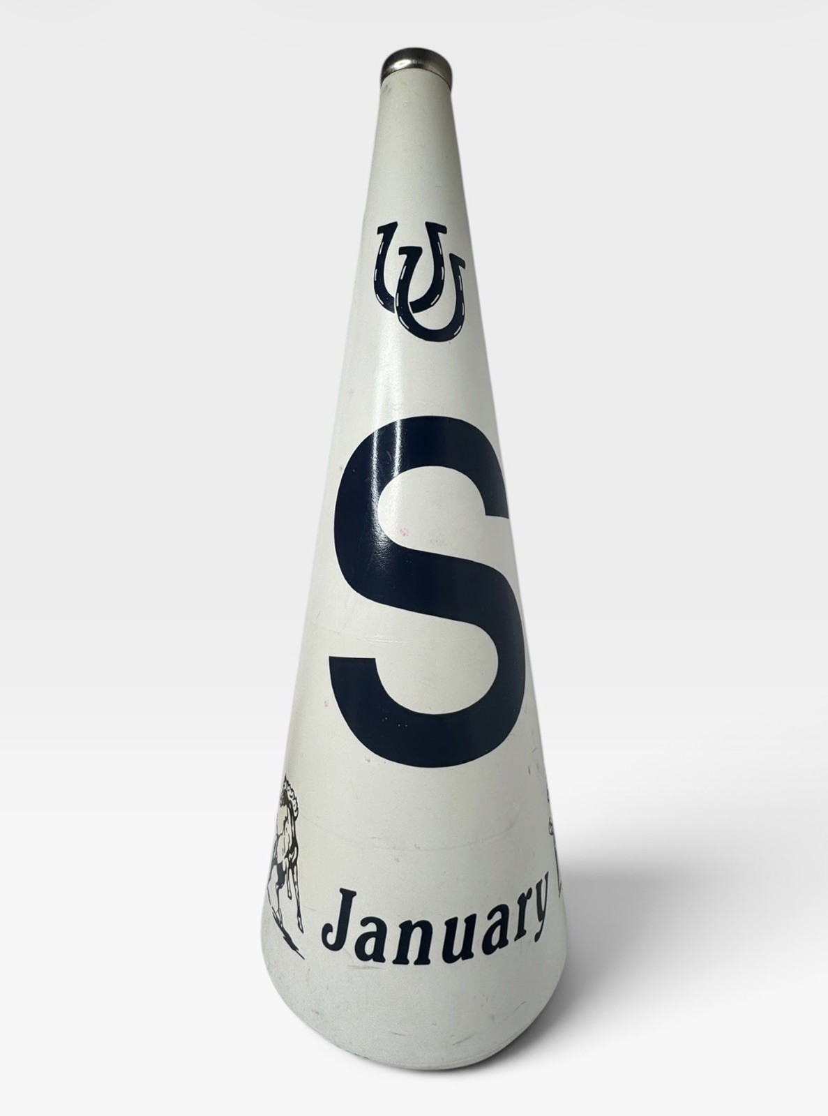 Vintage Cheerleading Megaphone Cone – “S” January – Retro Spirit Squad Decor