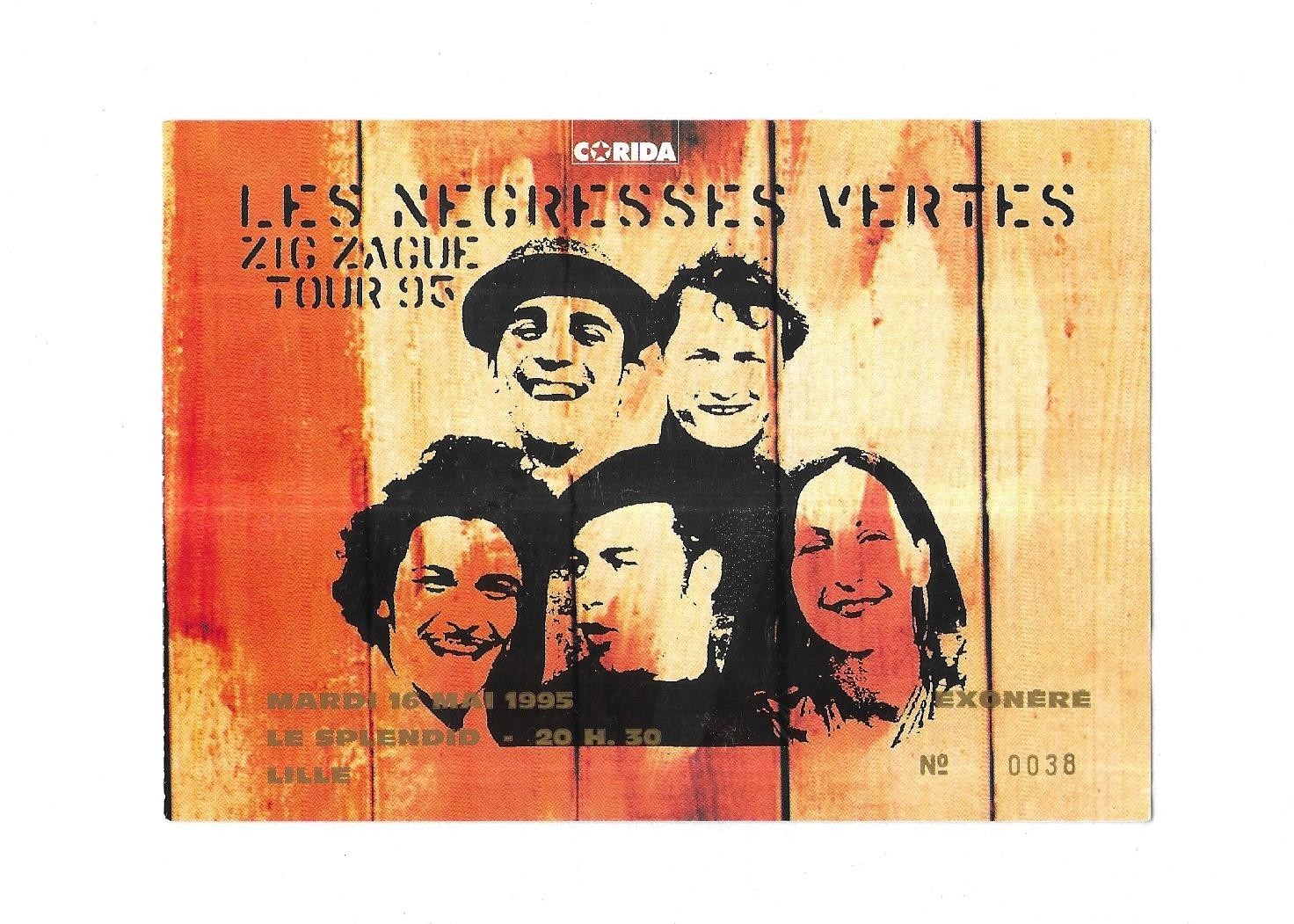 RARE / CONCERT TICKET TICKET - LES NEGRESSES VERTES: LIVE LILLE ( FRANCE) 1995