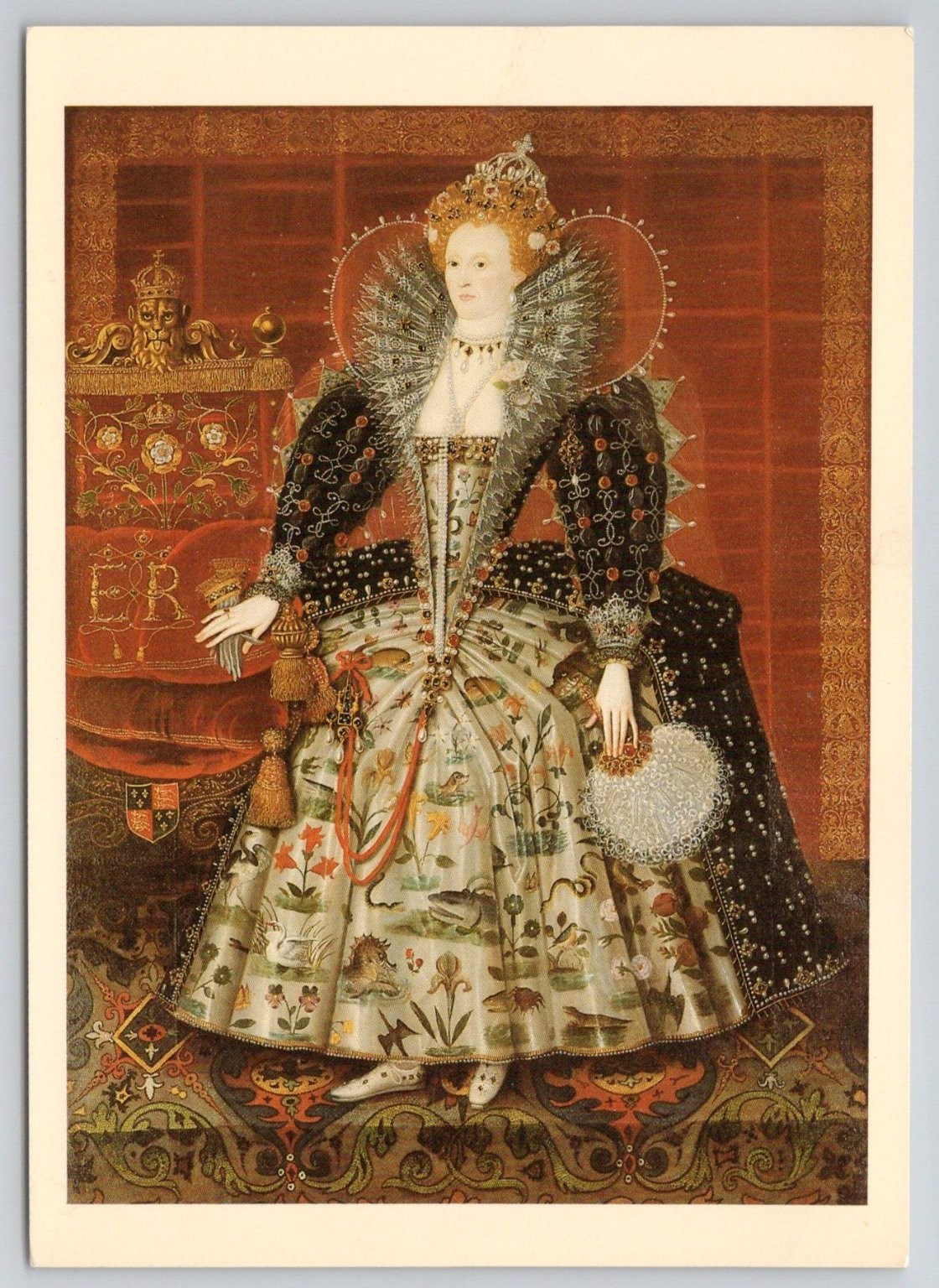 Queen Elizabeth I 1592 Portrait Postcard Hardwick Hall Derbyshire UK 1985