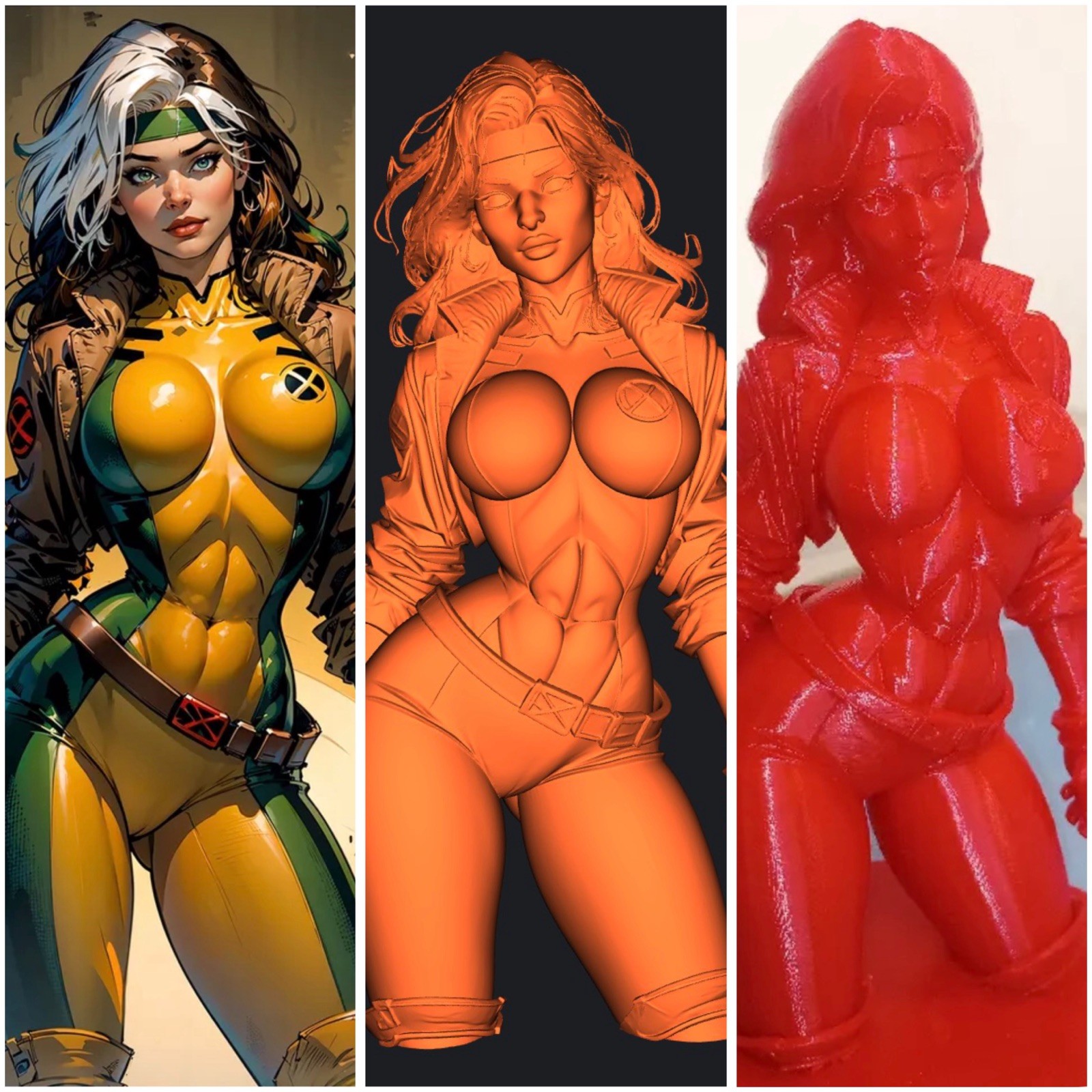 X-Men Rogue 4” Unpainted 3D Printed Model Figure DIY