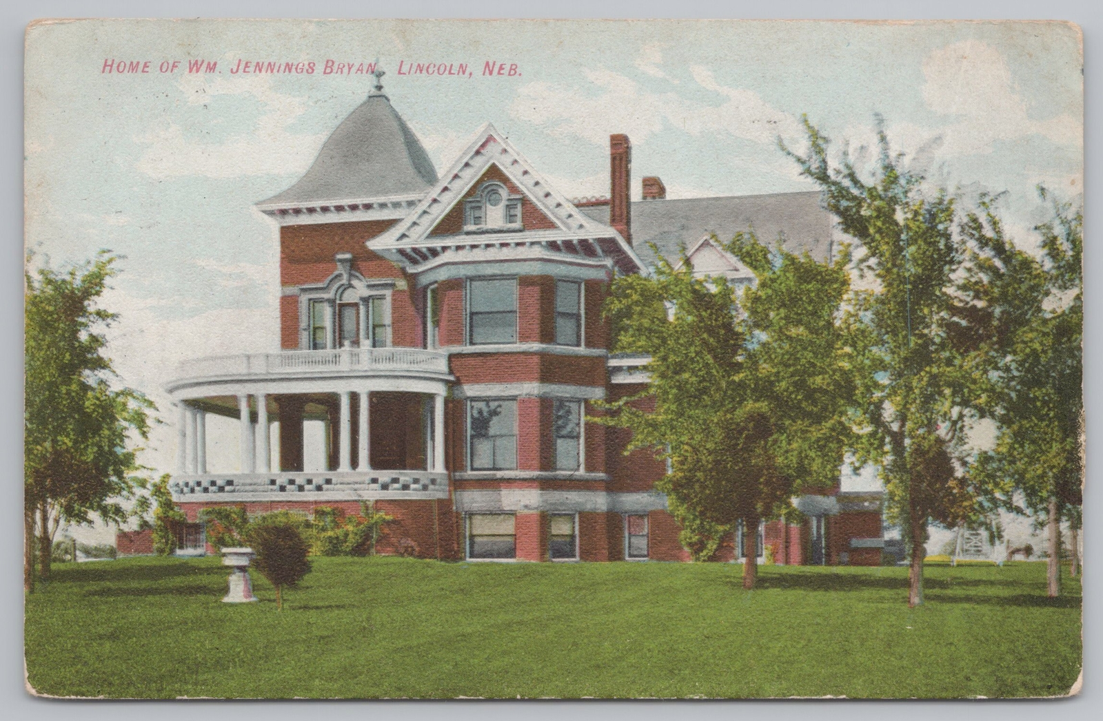 State View~Home of William Jennings Bryan Lincoln Nebraska~Vintage Postcard