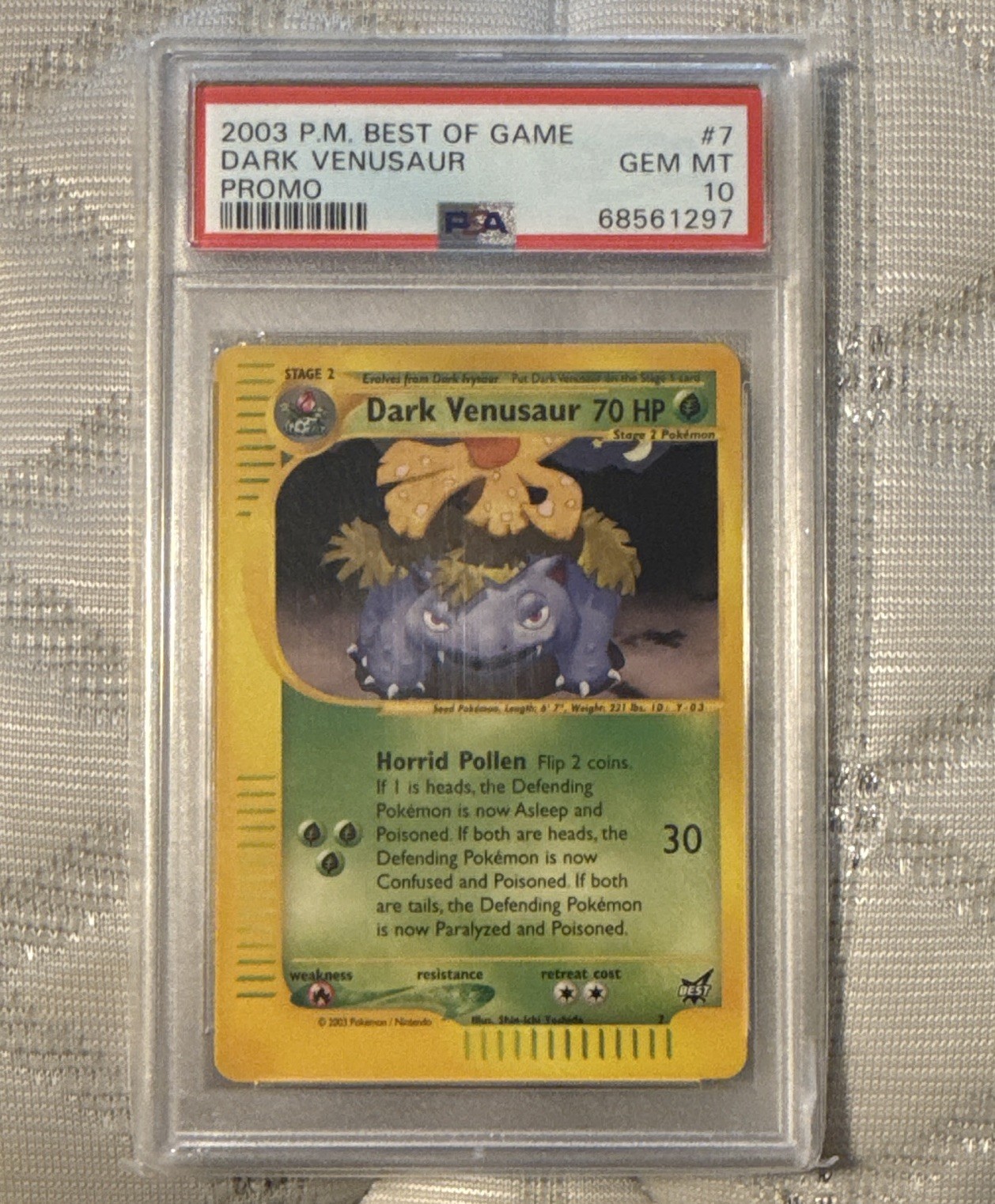 2003 Pokémon Best of Game Promo Dark Venusaur #7 PSA 10 GEM MT English