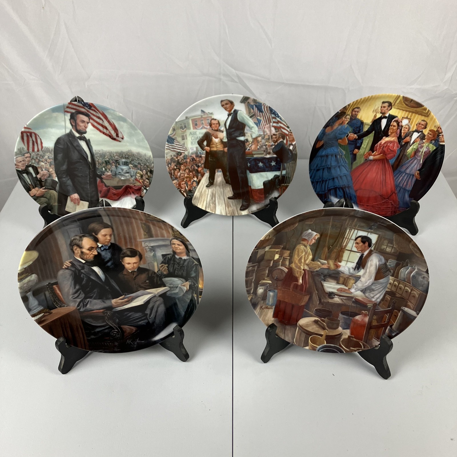 VTG Edwin M Knowles - Abraham Lincoln Collector’s Plate Series 1-5 With COA Read