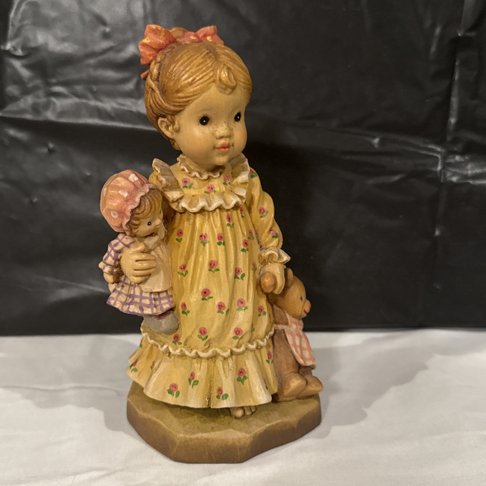 Anri Sarah Kay 7” Nightie Night #165/4000 Bedtime Girl W/Teddy Bear & Doll