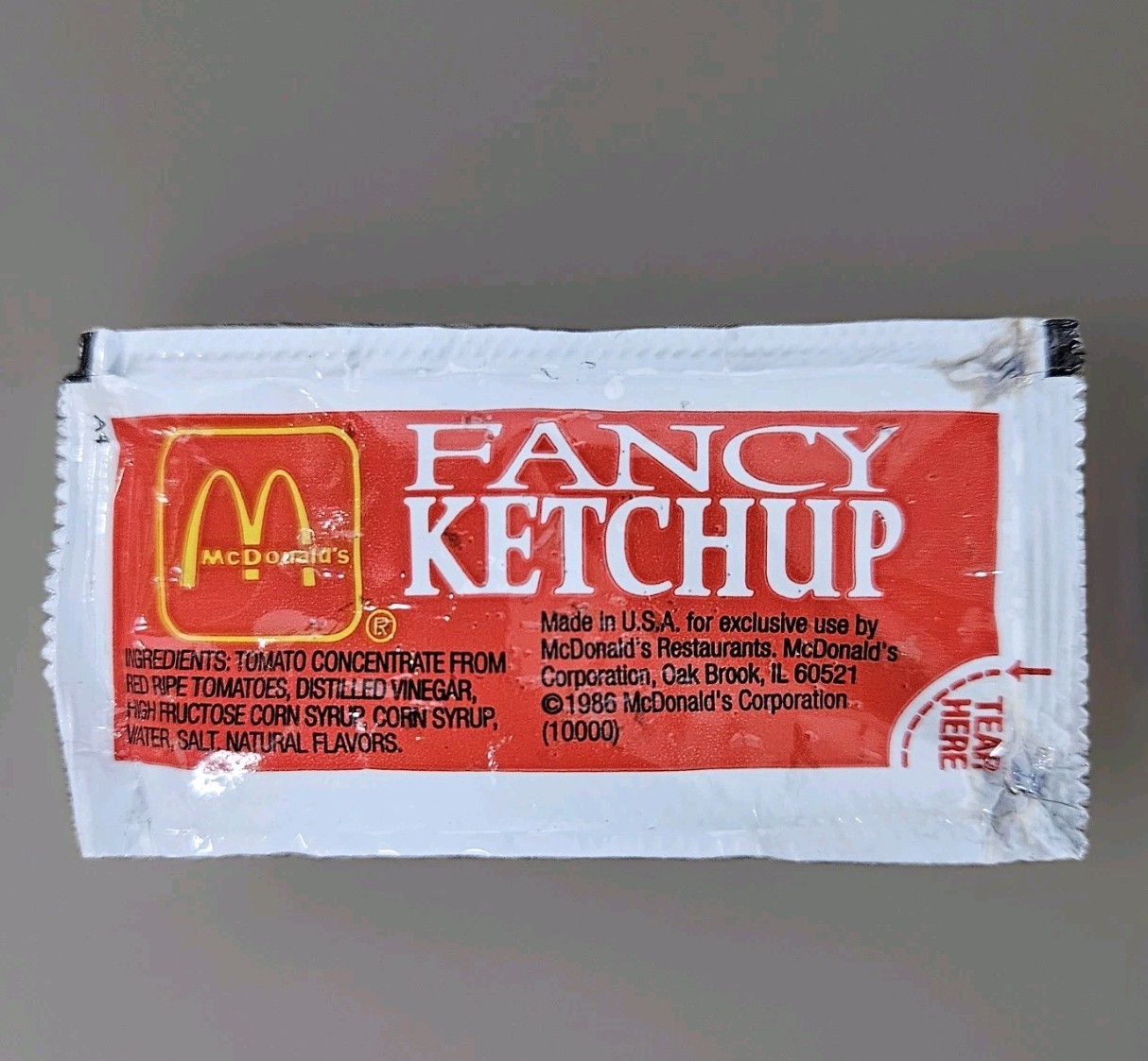 NOS 1986 McDonalds Un-Opened Fancy Ketchup Condiment Packet SEALED