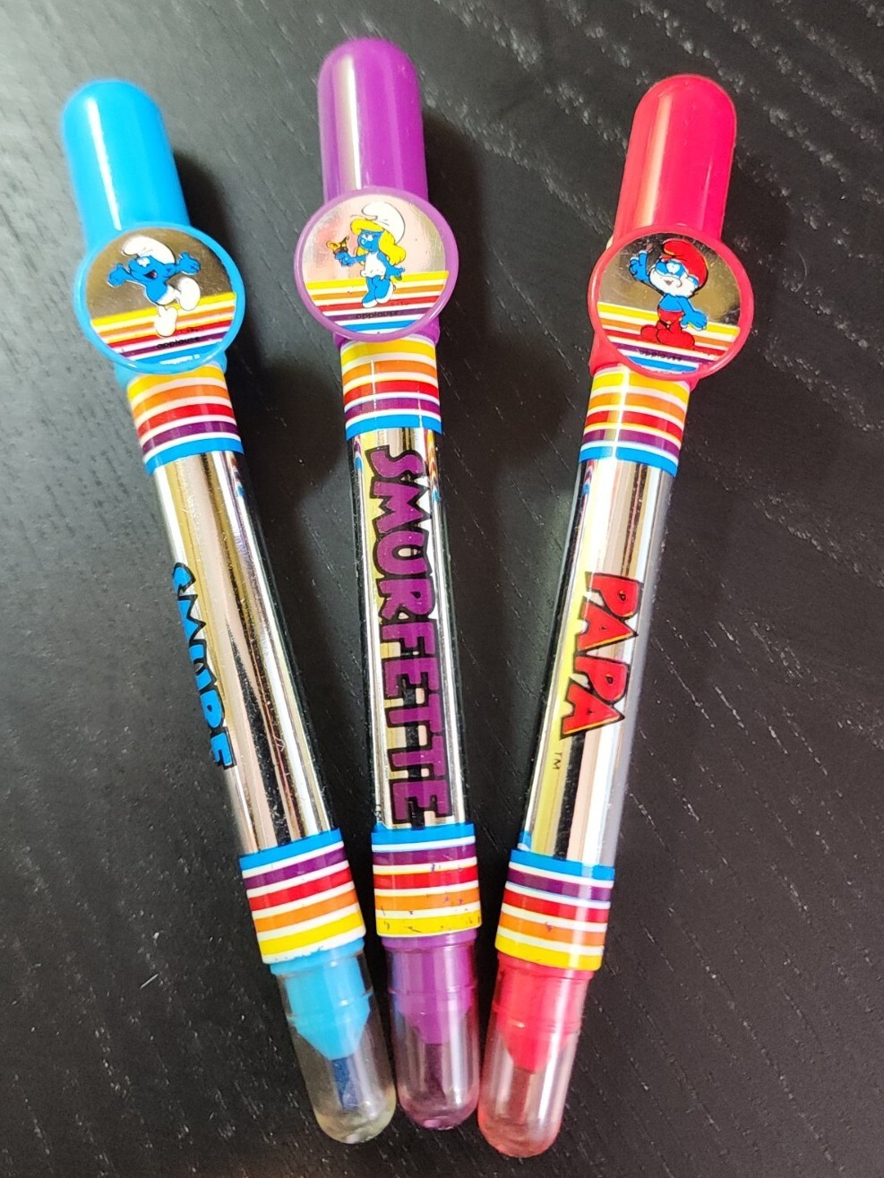 Vintage 1984 Applause Smurfette Smurf Papa Smurf Collectible Markers Lot of 3