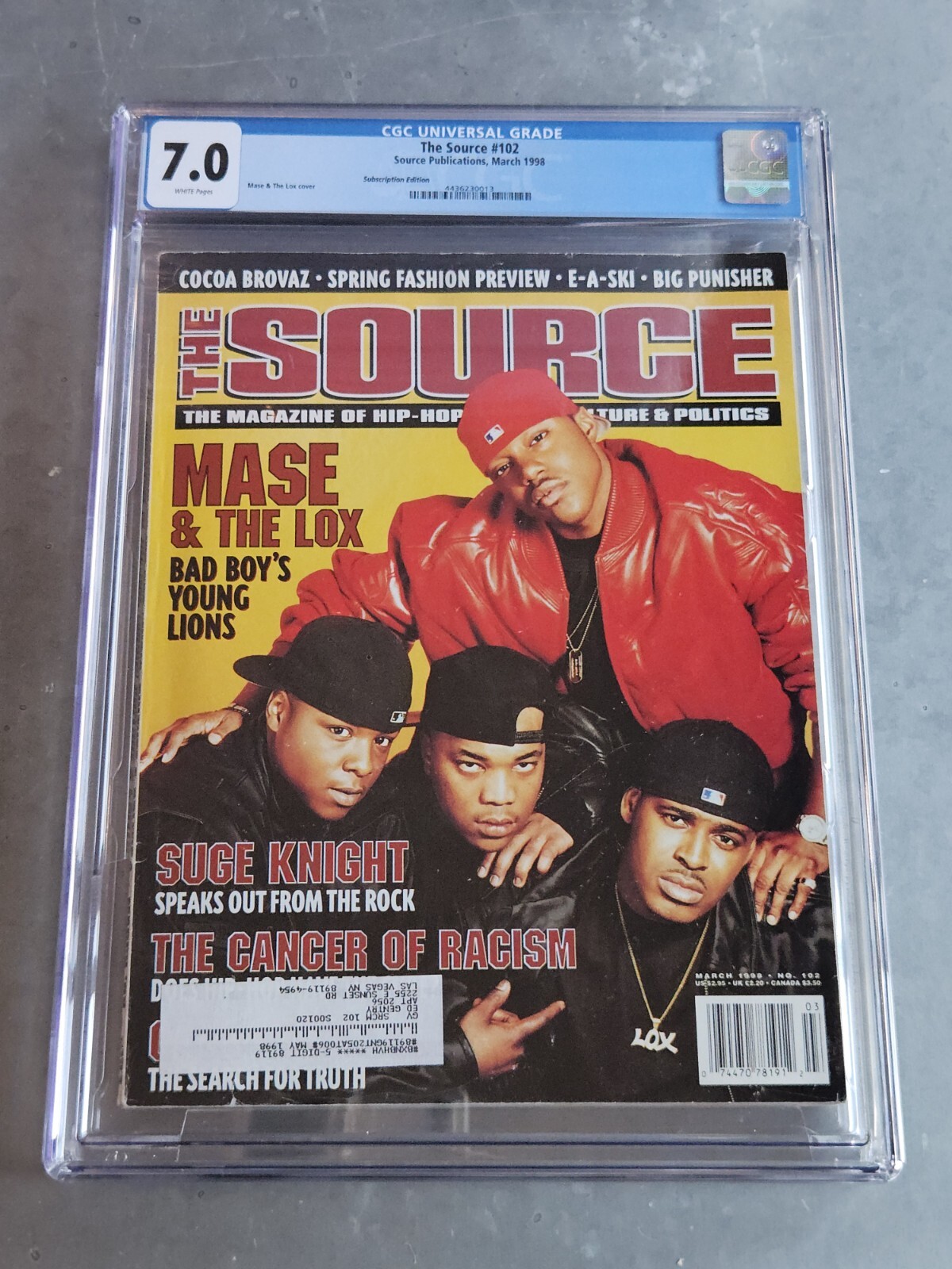 EMINEM🔥UNSIGNED HYPE🔥 THE SOURCE 1998 Magazine CGC 7.0 - Subscription Variant