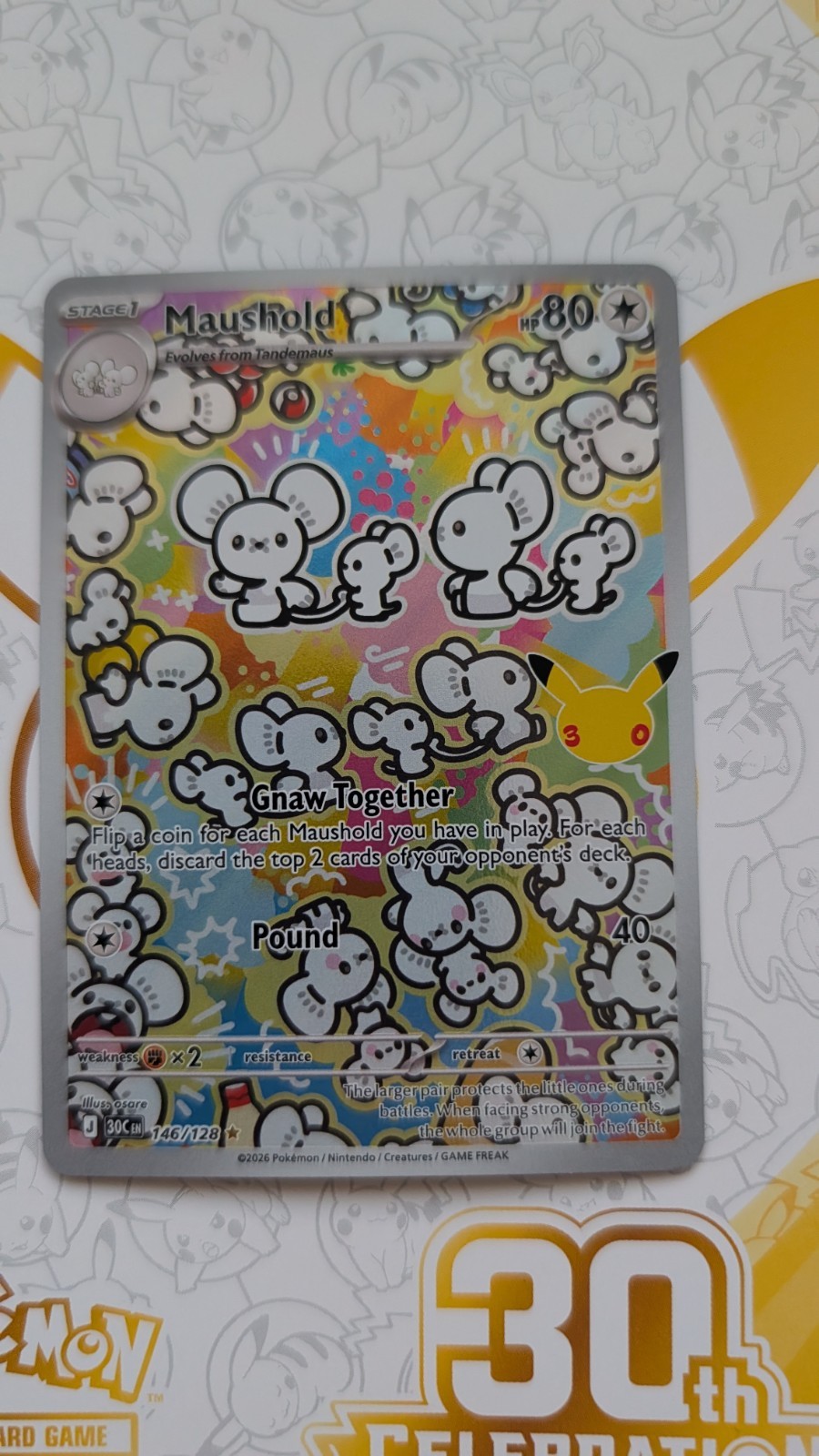 Pokemon TCG 30th anniversary Maushold 146/128 Holo Illustration Rare EN 2026