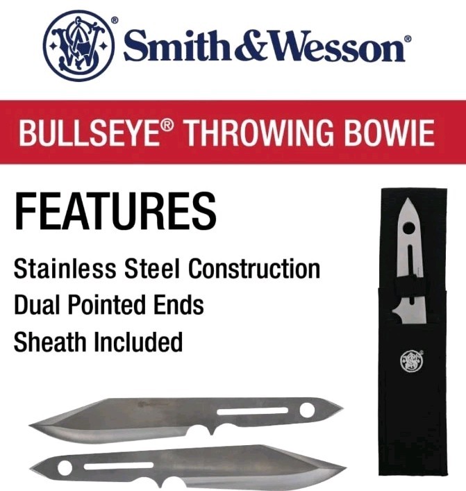 Smith & Wesson Double Bowie 2 Pc Big Throwing Knife Set Full Tang 13.75
