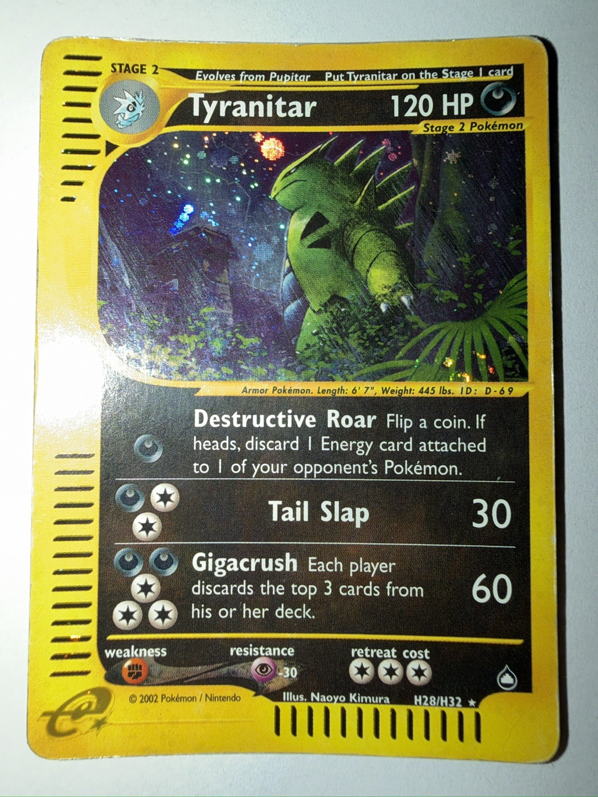 Tyranitar H28/H32 Aquapolis Holo Ultra Rare Pokemon TCG e-reader - Holo Swirl