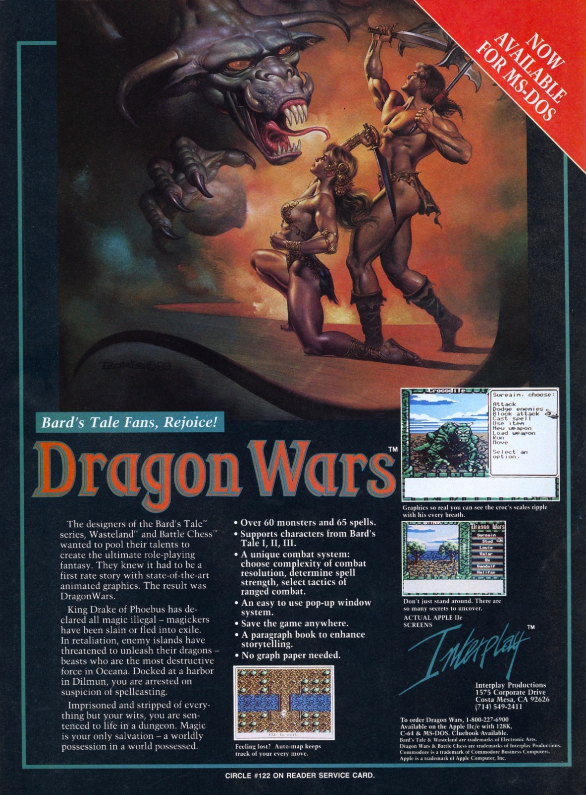 Dragon Wars PC Dos Game Big Box 1989 Promo Ad Wall Art Print Poster - Glossy