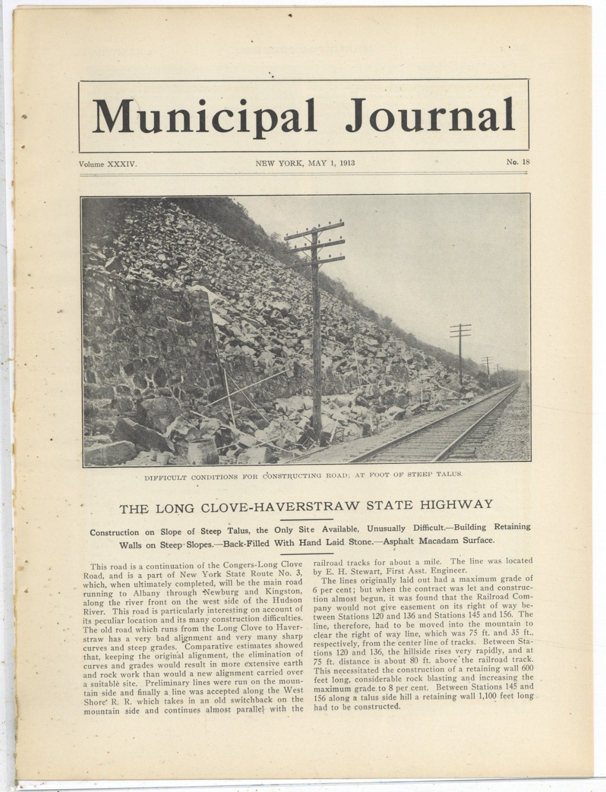 1913 Story & Pic: Construction of New York State Route 3 - Congers Long Clove Rd